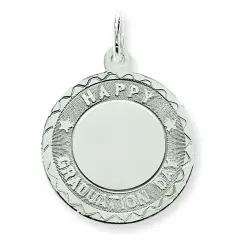 Sterling Silver Happy Graduation Day Charm Engraveable Jewerly 27mm x 20mm