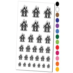 Gingerbread House with Peppermint and Gumdrops Christmas Temporary Tattoo Water Resistant Fake Body Art Set Collection Light Blue