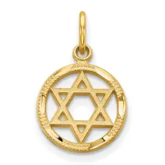 10K Yellow Gold Religious Diamond-Cut Star of David Charm New 18 X 12mmJewerly