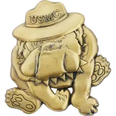 U.S.M.C. Bulldog Emblem Pin Yellow 1"