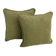 18-inch Double-corded Solid Microsuede Square Throw Pillows with Inserts (Set of 2) - Sage Green