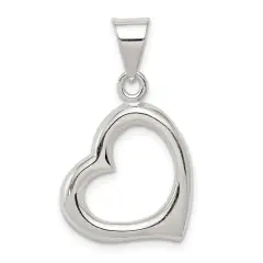 Sterling Silver Heart Pendant Charm Love Jewelry 13mm x 13mm