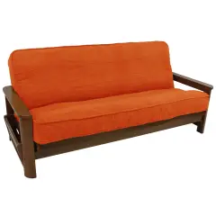 Solid Microsuede Double Corded 8 to 9-inch Full Futon Cover - Tangerine Dream
