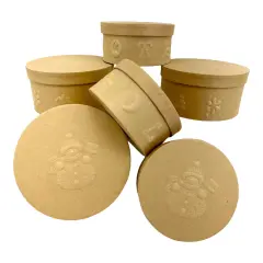 Value Pack of 3 Round Box with Embossed Snowman - 2 pc. Set