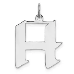 Sterling Silver Medium Artisian Block Initial H Charm Jewerly 21mm x 13mm