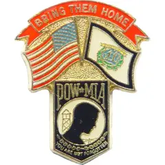 American POW & West Virginia Flags Pin 1 1/4"
