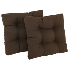 19-inch Squared Twill Tufted Dining Chair Cushion (Set of Two) - Chocolate