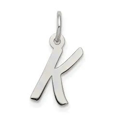 Sterling Silver Small Initial Letter K Charm Pendant Jewerly 19mm x 8mm