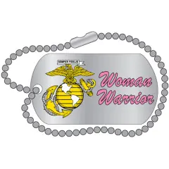 Eagle Emblems Pin-Usmc, Woman Warrior Dog Tag (1-1/4")