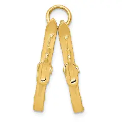 14K Yellow Gold 3D Pair of Skis Charm Skiing Jewelry