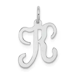 Sterling Silver Stamped Initial Letter K Charm Pendant Jewerly 20mm x 12mm