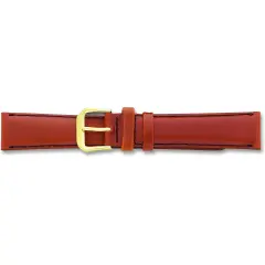 de Beer Brown Leather Watch Band 16mm Silver Color