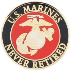 U.S. Marines Never Retired USMC Logo Pin 1"