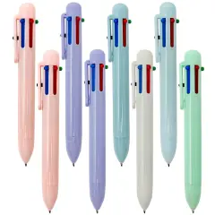 Wrapables Multi-Color 6-in-1 Retractable Ballpoint Pens for Home, Office, Stationery (Set of 8) Pastel