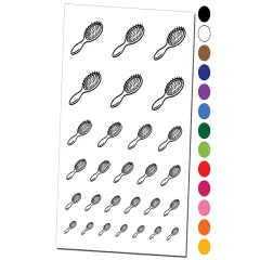 Hair Brush Temporary Tattoo Water Resistant Fake Body Art Set Collection Black