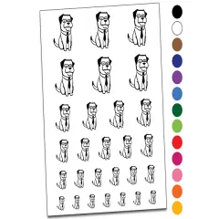 Business Dog Tie Glasses Temporary Tattoo Water Resistant Fake Body Art Set Collection Light Blue