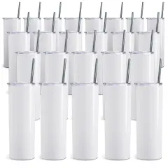 ProSub 20oz Straight Skinny Tumbler Sublimation Blanks Gloss White - 30 Pack