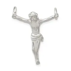 Sterling Silver Crucifix Charm Religious Jewelry 30mm x 21mm
