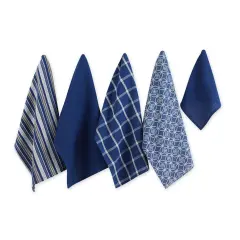 DISHTOWEL & DISHCLOTH SET OF 5 NAUTICAL BLUE