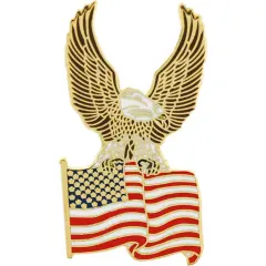 American Flag Wavy with Eagle Pin 1"