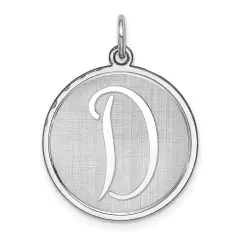 Sterling Silver Brocaded Initial Capital D Charm Jewerly 27mm x 20mm