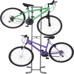 RaxGo Freestanding Bike Storage Rack, 2 Bicycle Indoor Bike Stand with Adjustable Hooks
