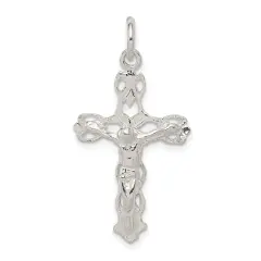 Sterling Silver Crucifix Charm Religious Jewelry 30mm x 16mm