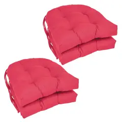 16-inch Solid Twill U-shaped Tufted Chair Cushions (Set of 4) - Bery Berry