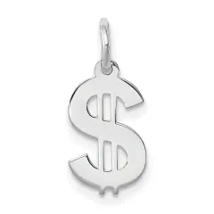 Sterling Silver Dollar Sign Charm Pendant Money Jewelry 17 X 8mm