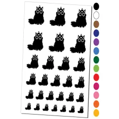 Fluffy Black Cat with Candy Corn Unicorn Horn Halloween Temporary Tattoo Water Resistant Fake Body Art Set Collection Light Pink