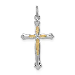 Sterling Silver & Vermeil Cross Charm Jewerly 26mm x 16mm