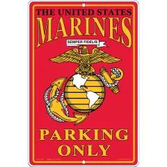 U.S. Marines Semper Fidelis U.S.M.C. Logo Parking Only 8x12" Aluminimum SIgn