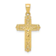 10K Gold Crucifix Pendant Charm Jewelry 25mm x 13mm