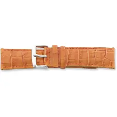 de Beer Orange Crocodile Grain Leather Watch Band 22mm Long Silver Color