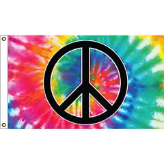Peace Sign Flag with Grommets Black & White 3ft x 5ft