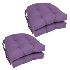 16-inch Solid Twill U-shaped Tufted Chair Cushions (Set of 4) - Grape