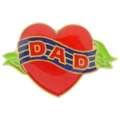 Heart & Ribbon Dad Pin 1"