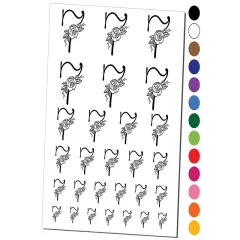 Rose Typewriter Font Number 7 Seven Temporary Tattoo Water Resistant Fake Body Art Set Collection Yellow