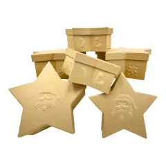 Value Pack of 3 Star Box with Embossed Santa- 2 pc. Set