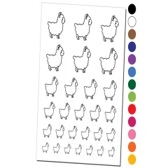Llama Alpaca Chibi Temporary Tattoo Water Resistant Fake Body Art Set Collection Red