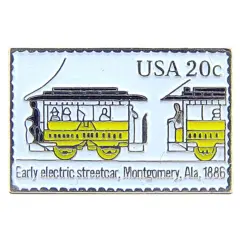 Early Electric Streetcar Stamp Pin 1"