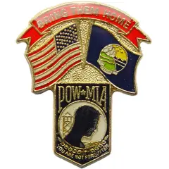 American POW & Montana Flags Pin 1 1/4"