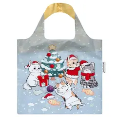 Wrapables Christmas Holiday AllyBag Collection Reusable Shopping Bag Christmas Kitties