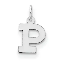 Sterling Silver Small Block Initial Letter P Charm Jewerly 16mm x 10mm