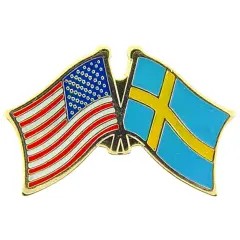 American & Sweden Flags Pin 1"