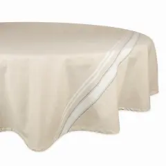 DII White French Stripe Tablecloth 70 Round