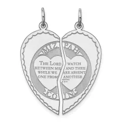 Sterling Silver Mizpah Heart Charm Jewerly 29mm x 13mm