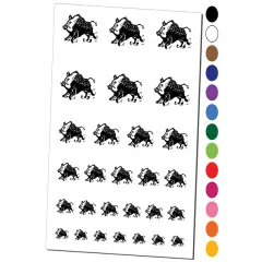 Charging Wild Boar Swine Pig Temporary Tattoo Water Resistant Fake Body Art Set Collection Dark Green