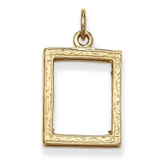 14K Yellow Gold Picture Frame Pendant Charm FindingKing Jewerly 22mm x 14mm