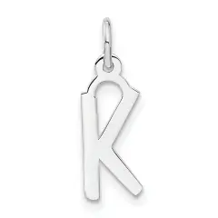 Sterling Silver Medium Slanted Block Initial K Charm